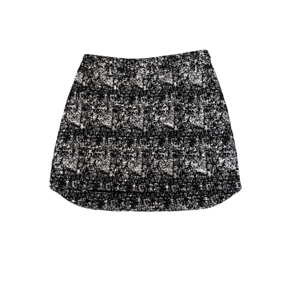 BANANA REPUBLIC Black & White Tweed High Rise High Low Mini Dressy Mini Skirt 6P